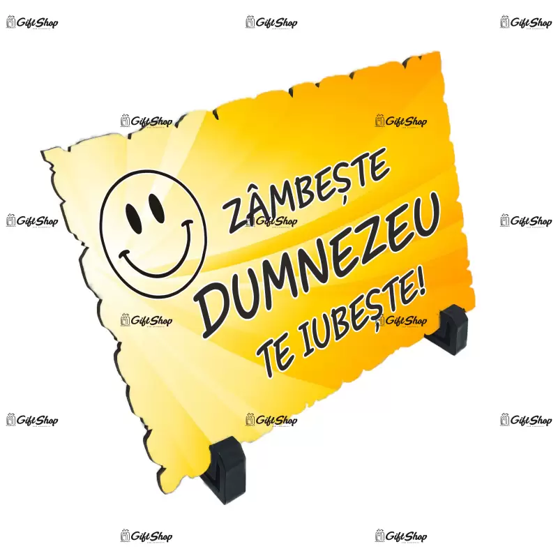Zambeste dumnezeu te iubeste, placheta cu mesaj, model a